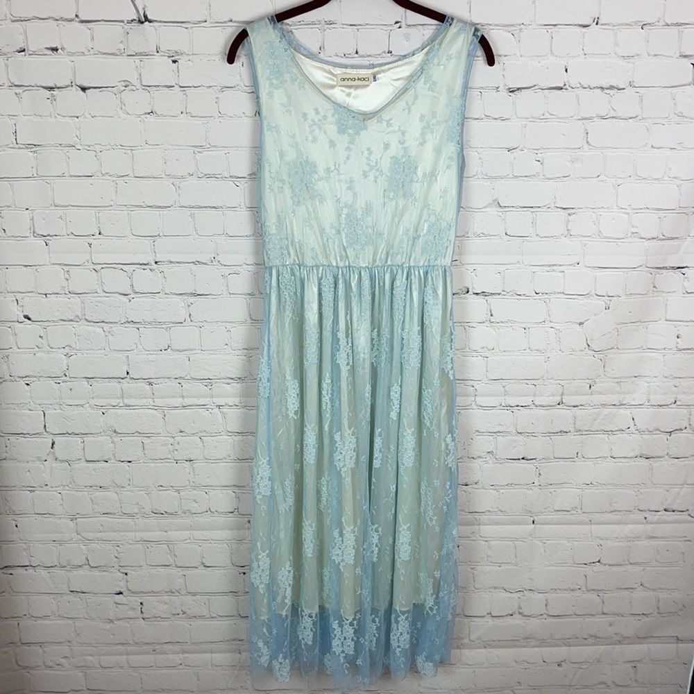 Anna-Kaci Blue Lace, Fully Lined Dress Size Large